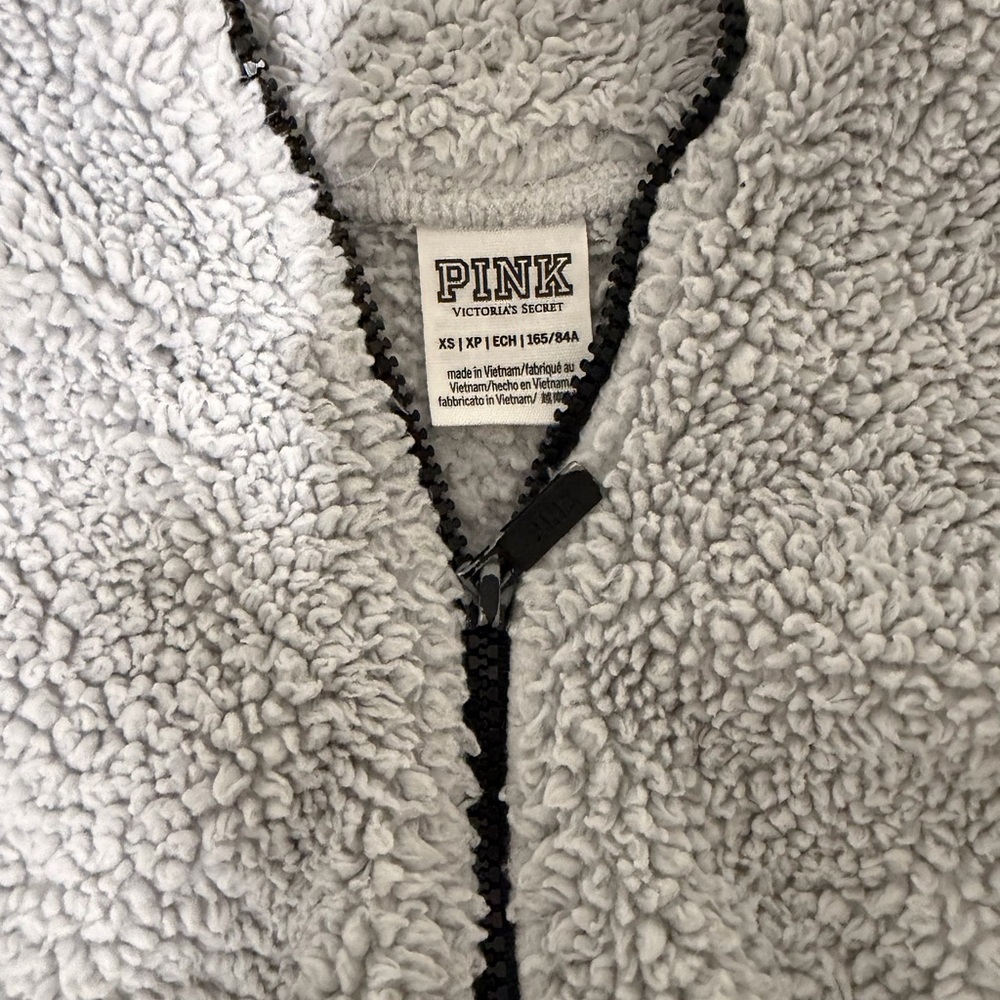 PINK Victoria's Secret Kids Sherpa Jacket - Light Gray